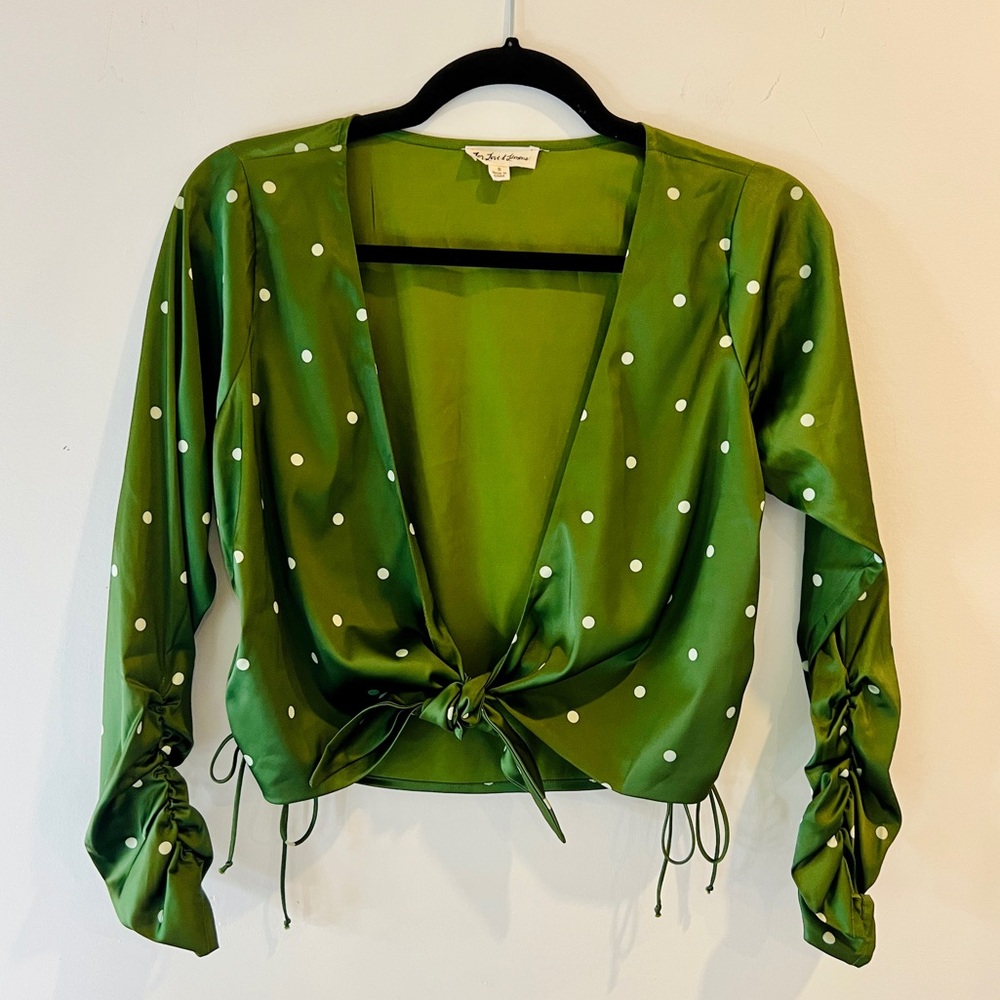 Free People | For Love & Lemons | Green Polka Dot Crop Top